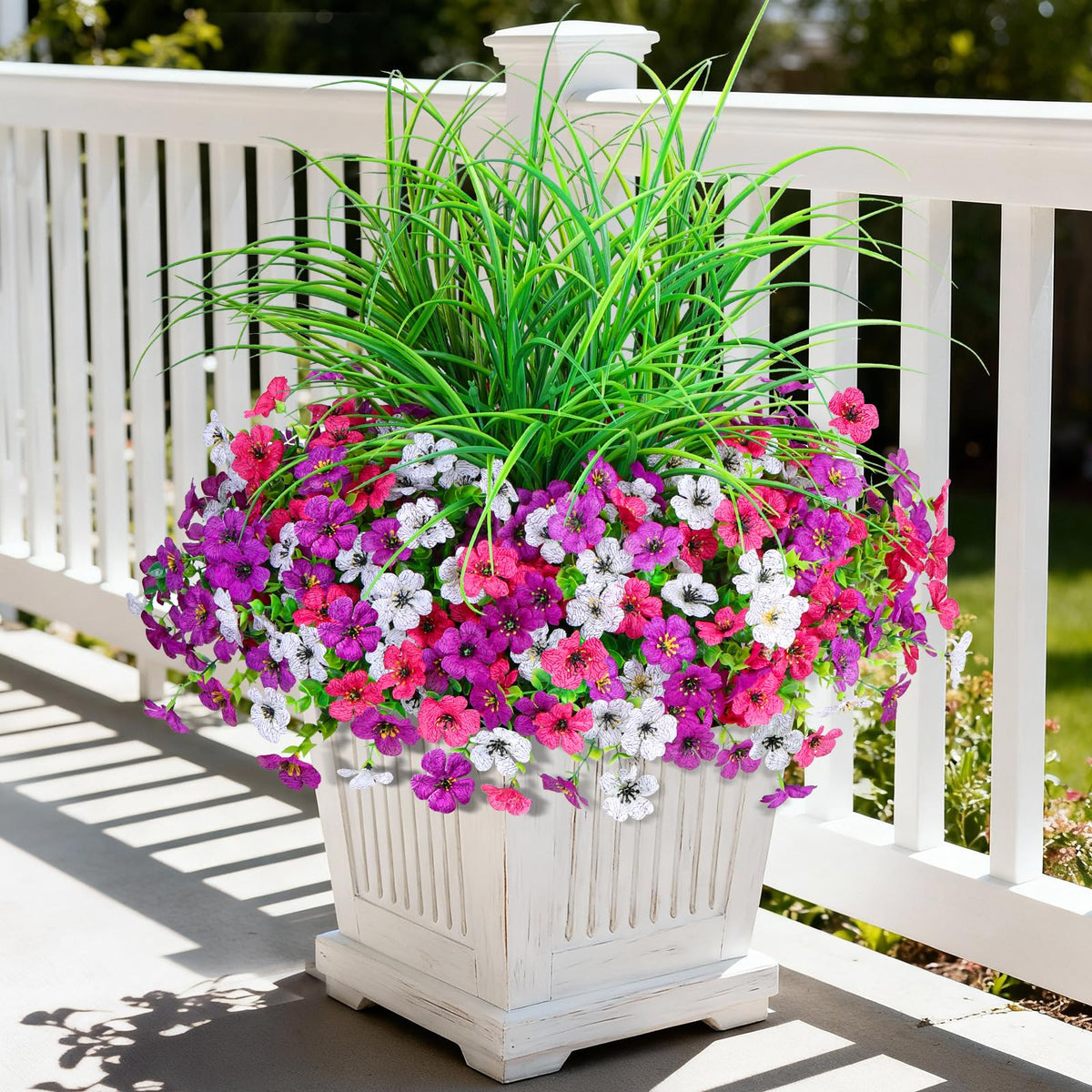 INQCMY outdoor daisies image demonstrating vibrant 14-bundle arrangement for porch decor.
