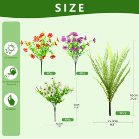 INQCMY outdoor-friendly silk flowers resist rain while staying vibrant.