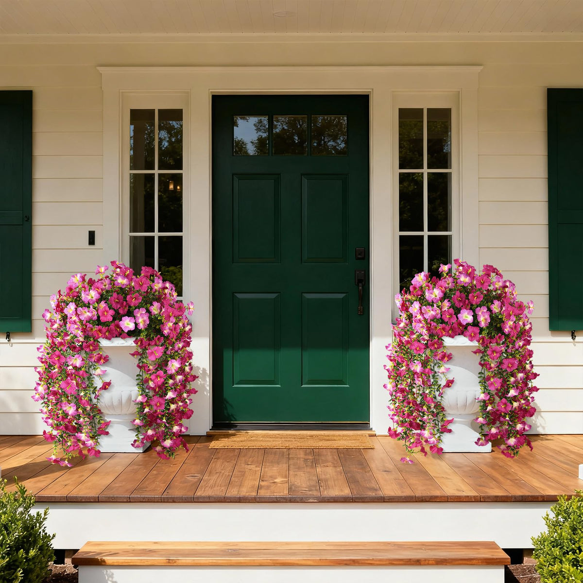 INQCMY UV-resistant artificial flowers in sunlight stay vibrant all year.