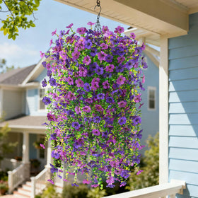 INQCMY artificial hanging basket with daisies for vibrant porch decoration all year