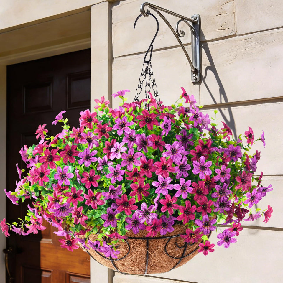 INQCMY artificial hanging flowers with 12 bundles for long-lasting curb appeal