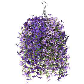 INQCMY artificial hanging flowers basket with easy assembly for quick outdoor decoration.