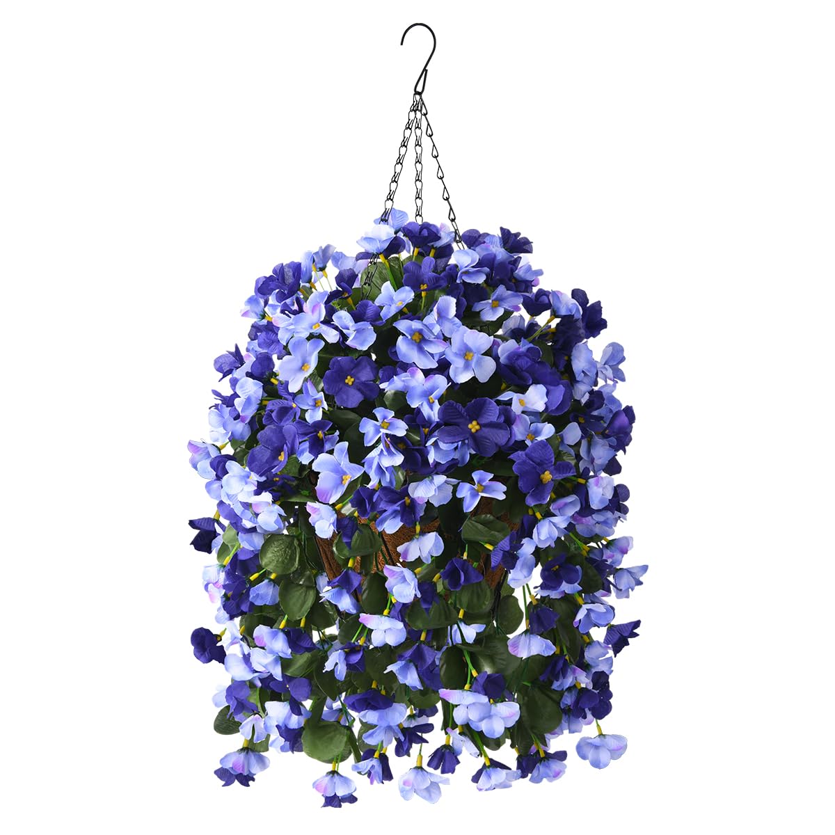 INQCMY artificial hanging basket with deep blue begonia for outdoors