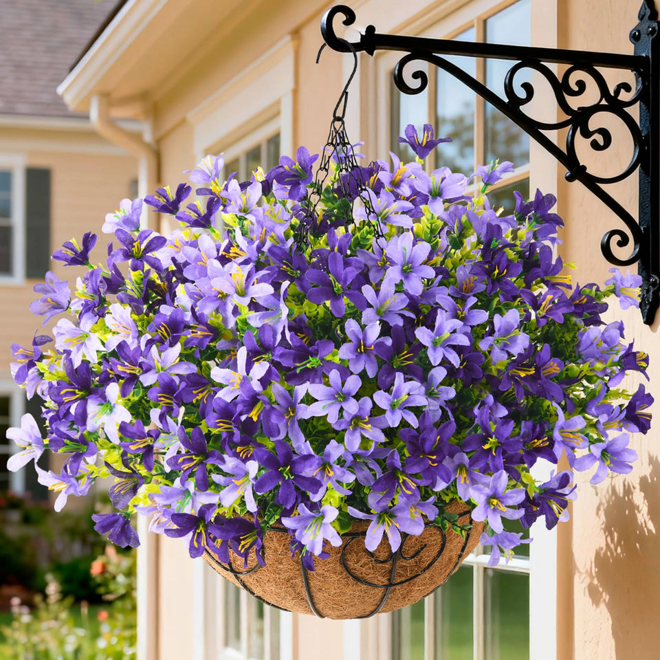INQCMY artificial hanging flowers outdoors with five bundles for easy curb appeal
