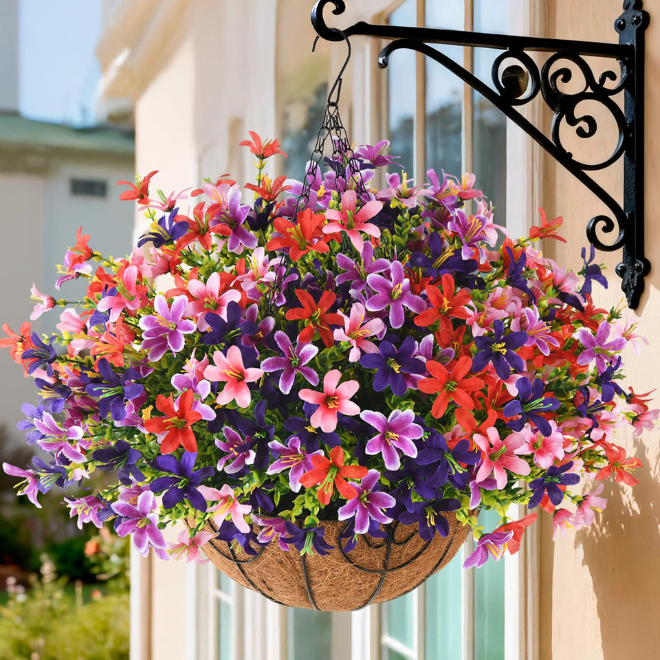 INQCMY artificial hanging flowers outdoors with 6 bundles for year-round color
