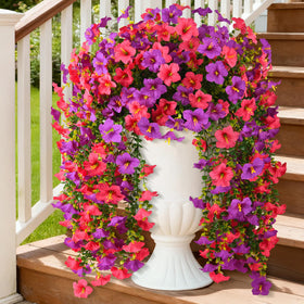 INQCMY artificial morning glory with eucalyptus leaves bundle for outdoor display and year-round color