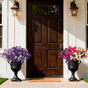 INQCMY artificial deep orchid petunia bloom adds vibrant color to any container.