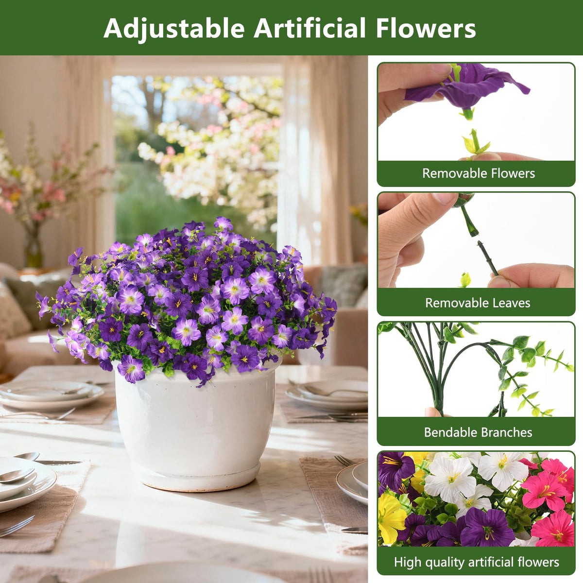 INQCMY artificial deep purple petunia bloom enhances outdoor planters.