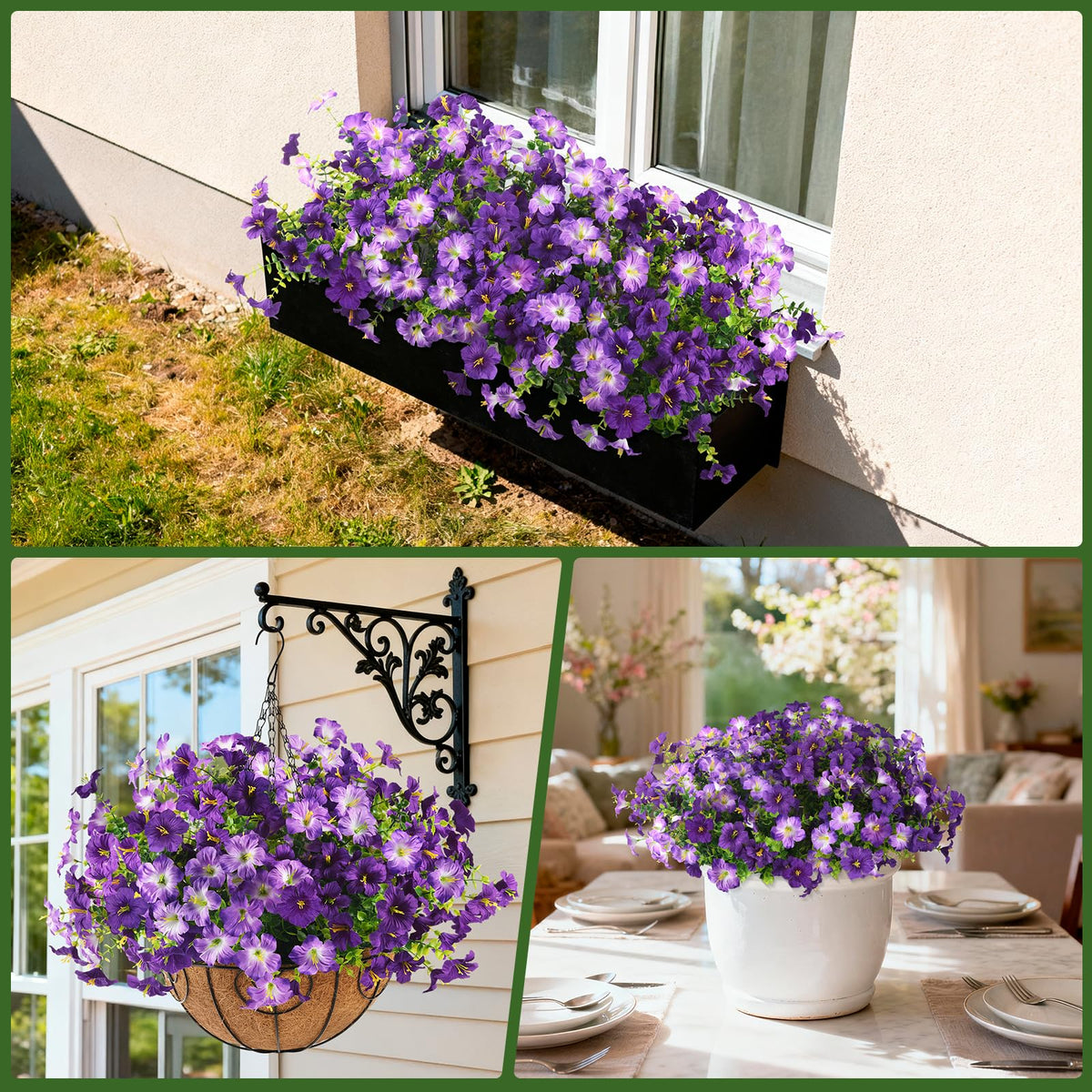 INQCMY artificial white petunia bloom offers elegant, low-maintenance decoration for exteriors.