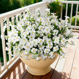 INQCMY artificial petunias outdoor white bundles brighten planters and porches