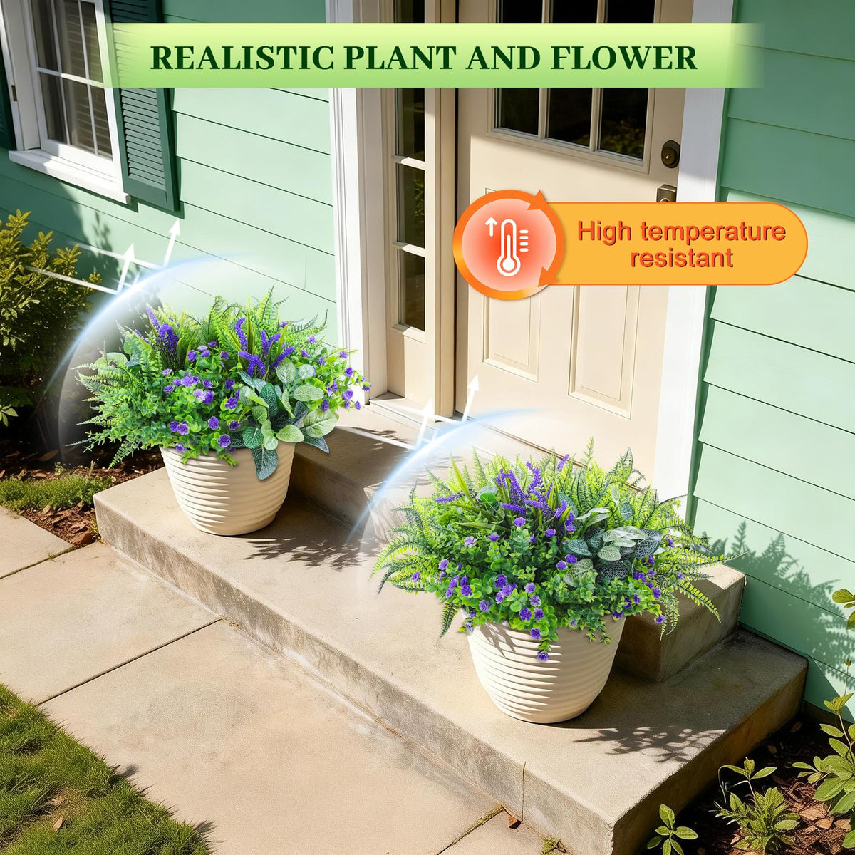 Real-touch textures mimic live plants for authentic outdoor displays