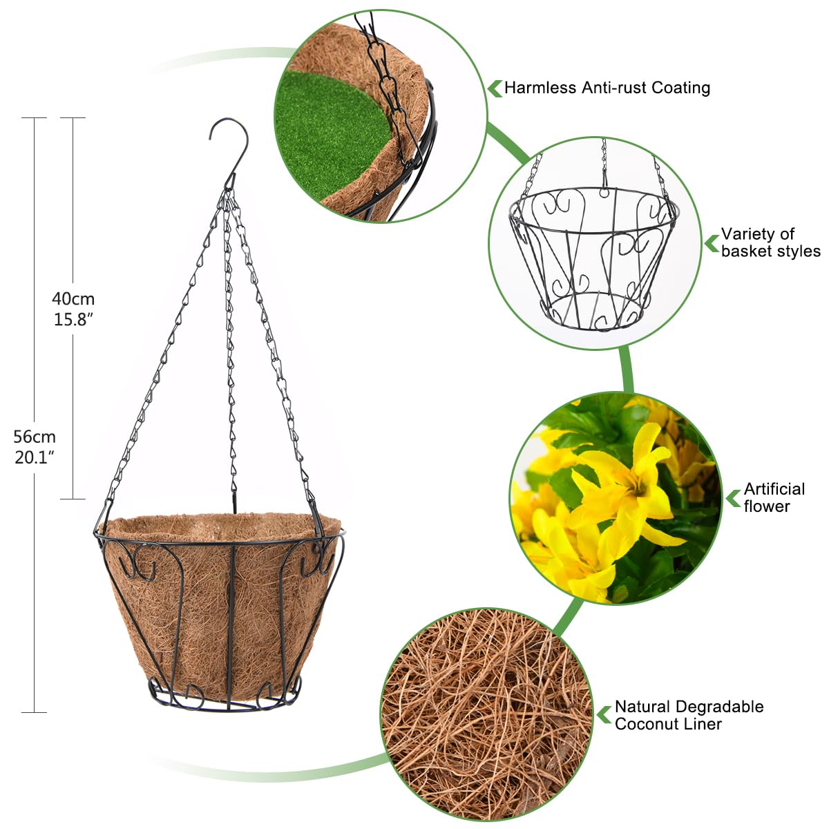 INQCMY included basket and chain for easy hanging.