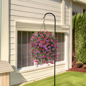 INQCMY coir basket with metal chains supports full flowers.