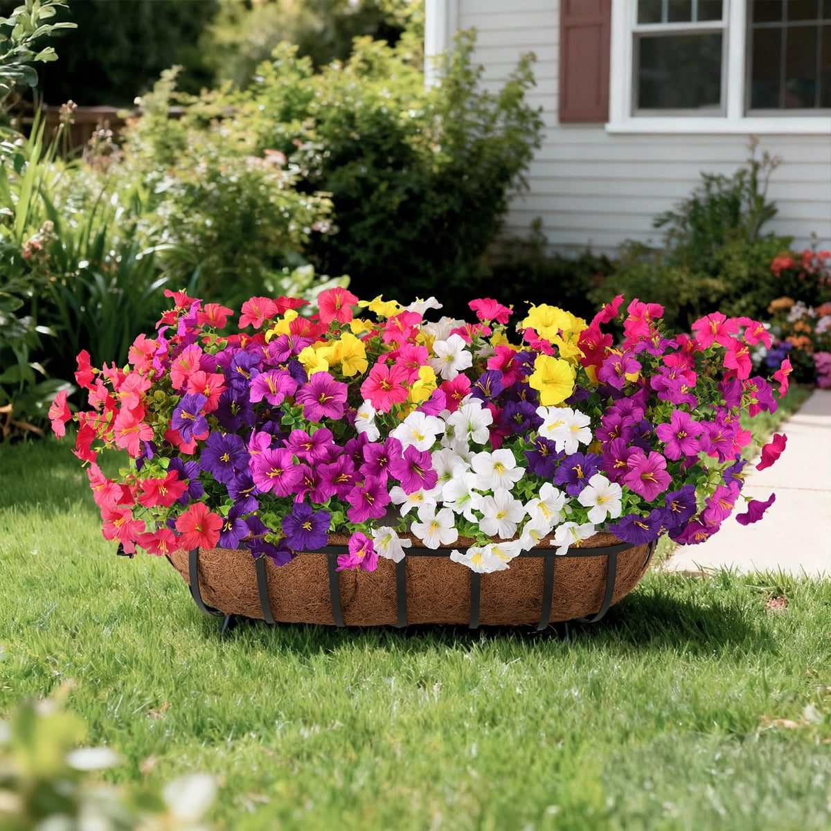 INQCMY fake flowers color palette with deep purple and orchid for vibrant arrangements.