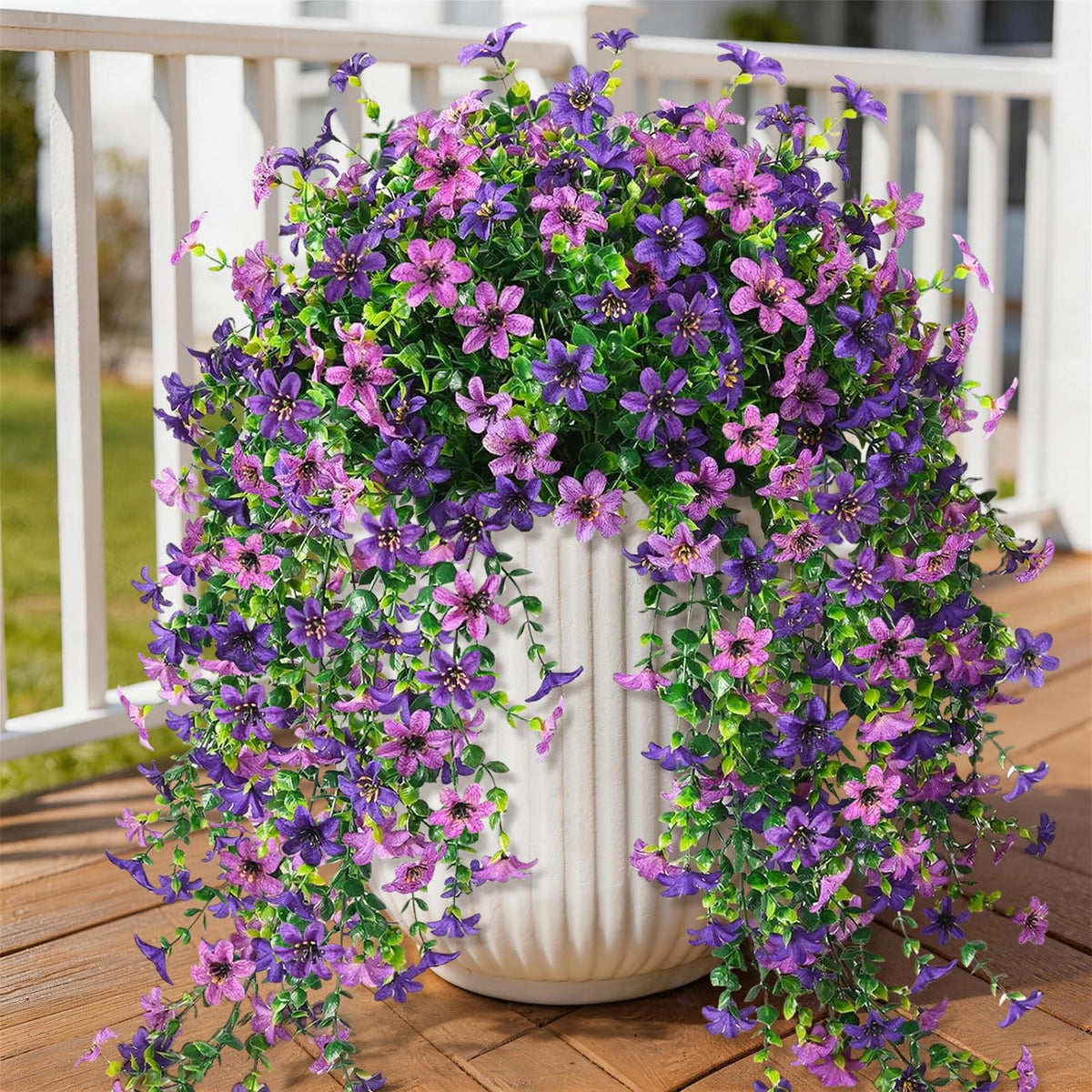 INQCMY daisy with eucalyptus leaves hanging outdoors for UV-resistant decor.
