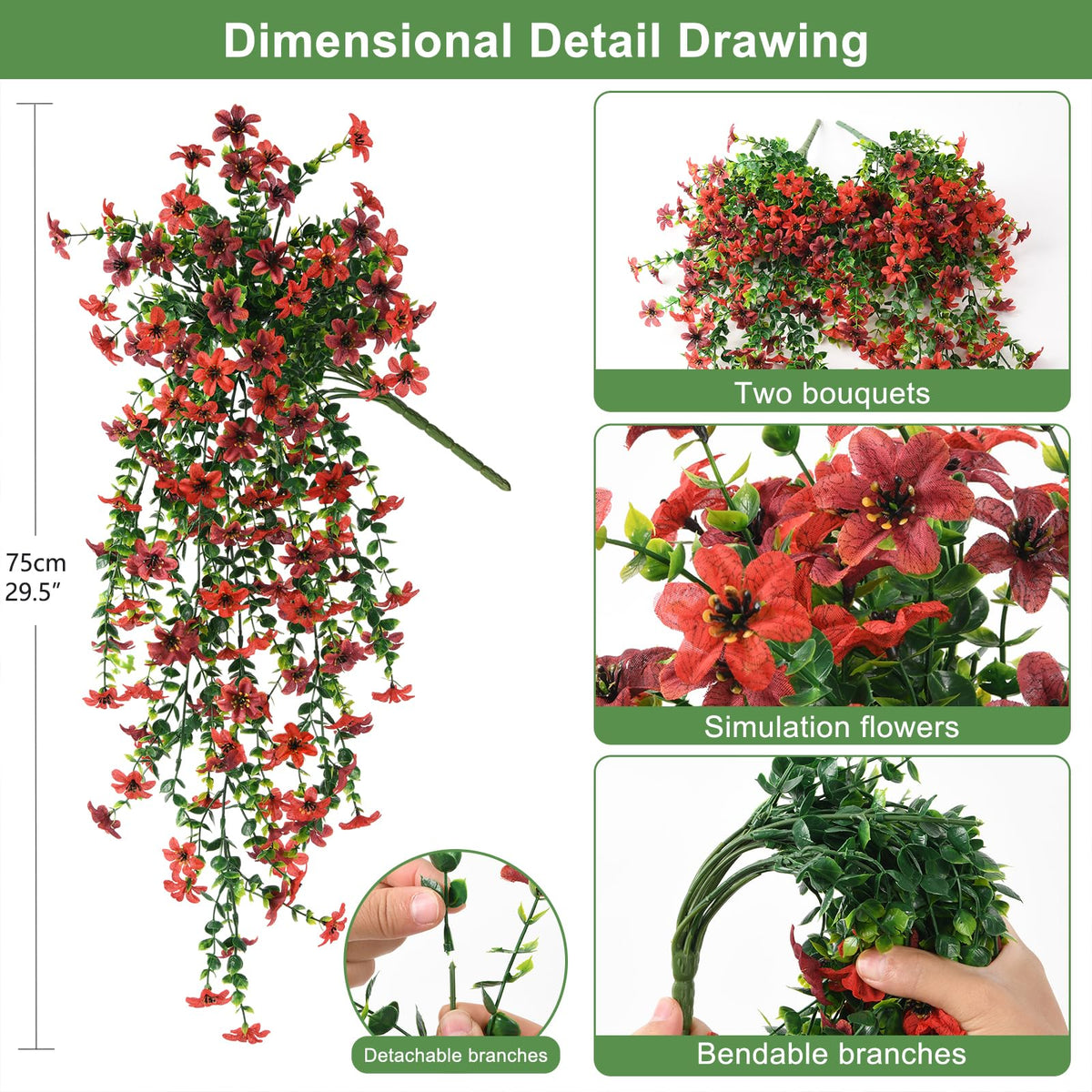 INQCMY daisy hanging outdoor full view ideal for porch or balcony decor