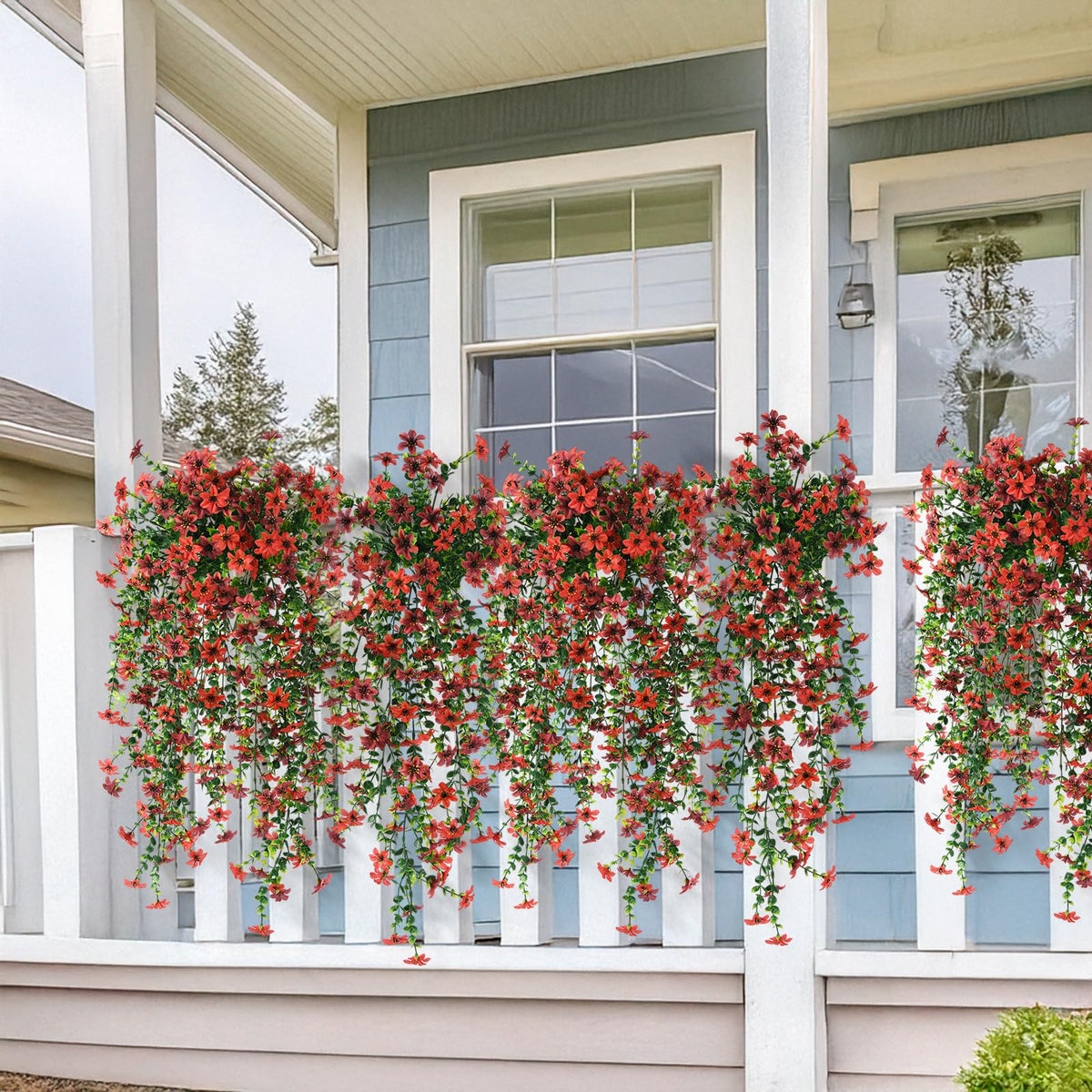INQCMY daisy hanging planters showcasing easy maintenance-free outdoor styling