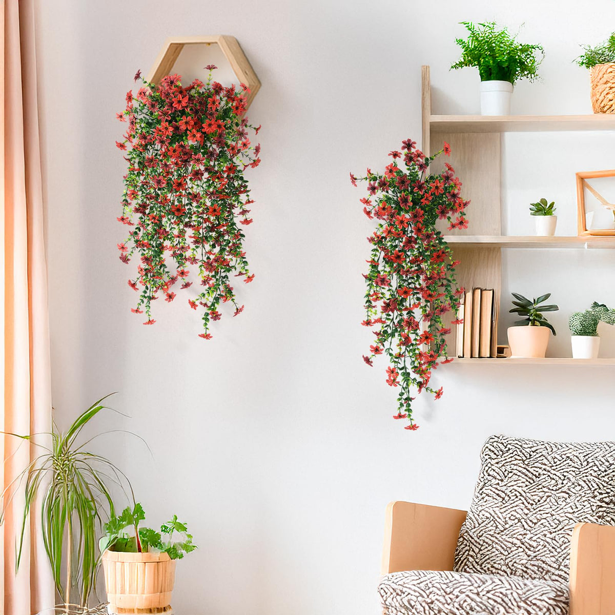 INQCMY daisy hanging porch decor on railing adds welcoming color