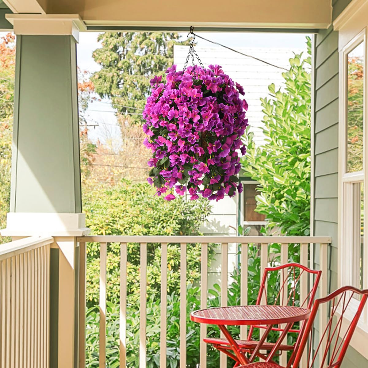 INQCMY fake begonia flowers in a basket for curb appeal and easy decor.
