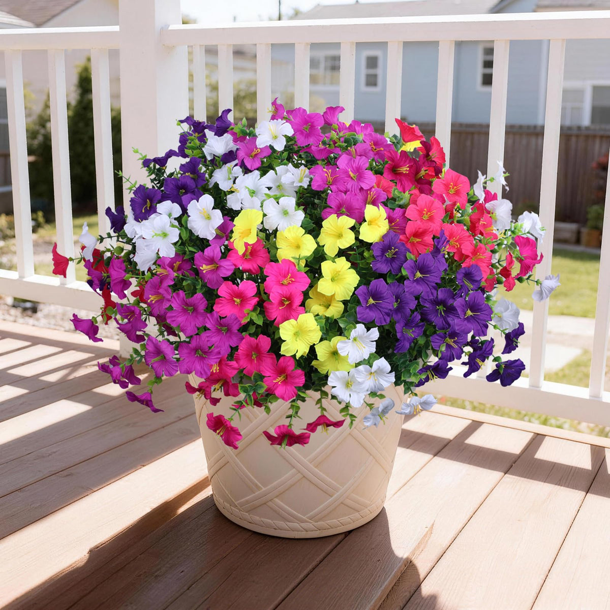 INQCMY faux flowers rose red, yellow, white offer year-round color without watering.