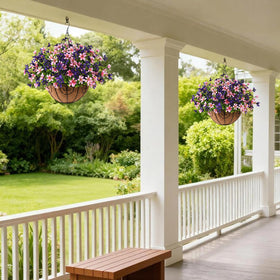 INQCMY five-bundle hanging flower set for quick DIY outdoor decor.
