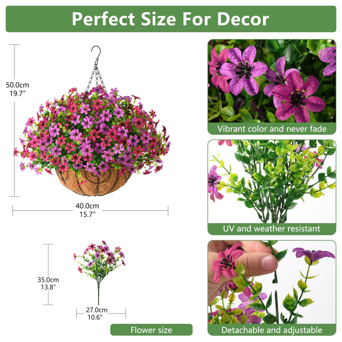 INQCMY hanging basket showcases 138-inch design for easy porch styling