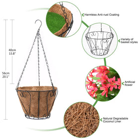INQCMY hanging basket on patio demonstrates easy setup for immediate curb appeal.