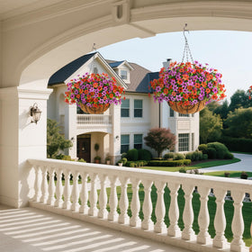 INQCMY hanging basket with chain provides ready-to-hang setup.