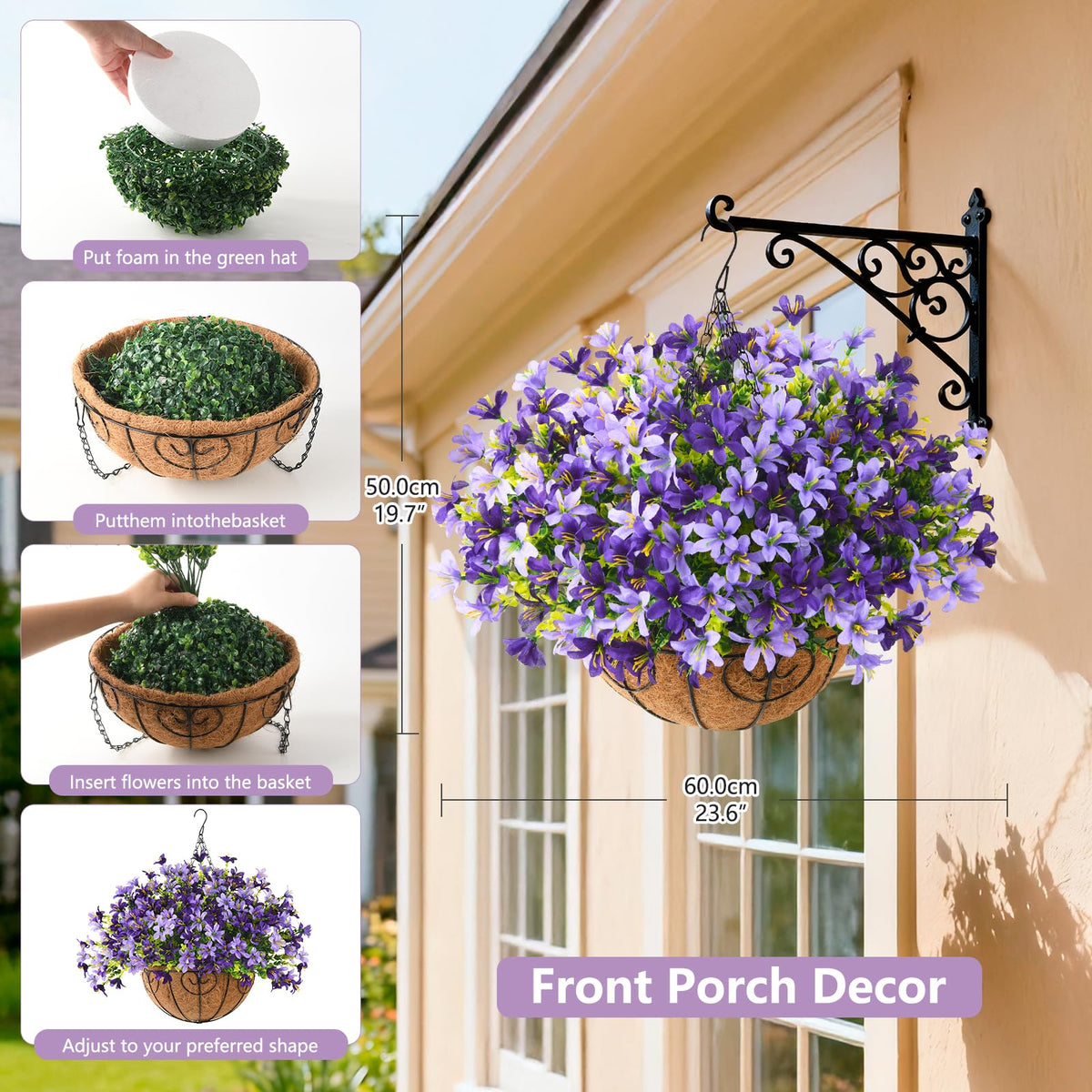 INQCMY durable hanging blossoms with low upkeep for year round display