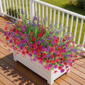 INQCMY outdoor artificial flowers with daisies and lavender for year-round color