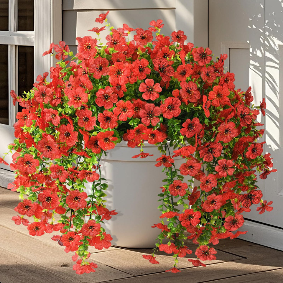 INQCMY outdoor artificial hanging flowers with UV resistance for porch decor