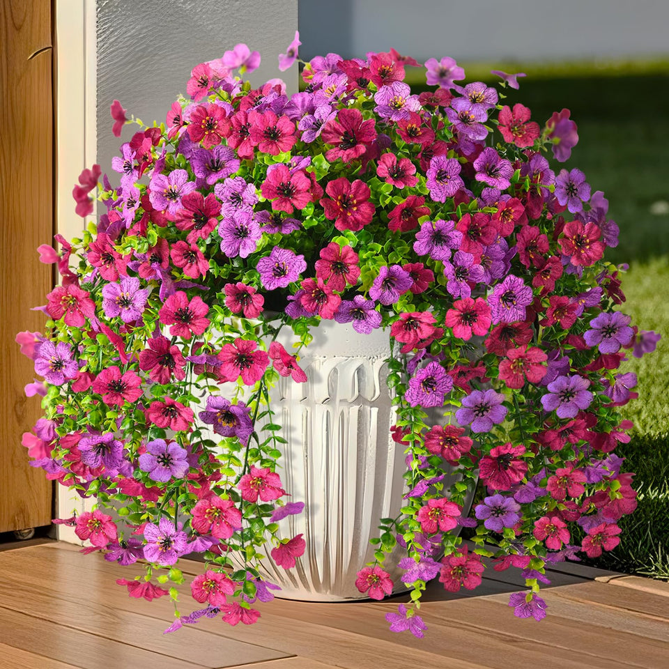 INQCMY outdoor artificial hanging flowers with UV resistance for lasting greenery.