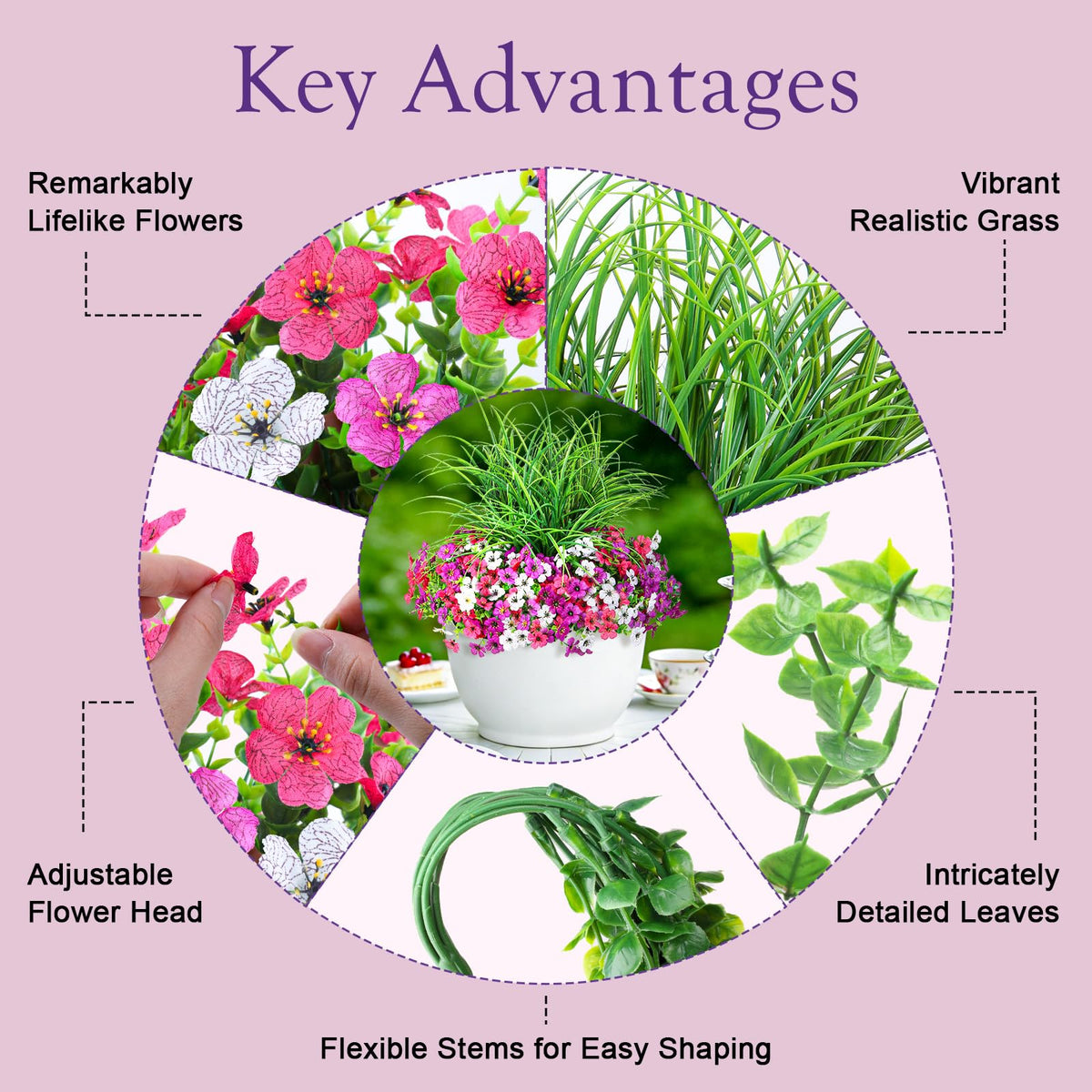 INQCMY outdoor fake flowers designed for porches with zero maintenance.