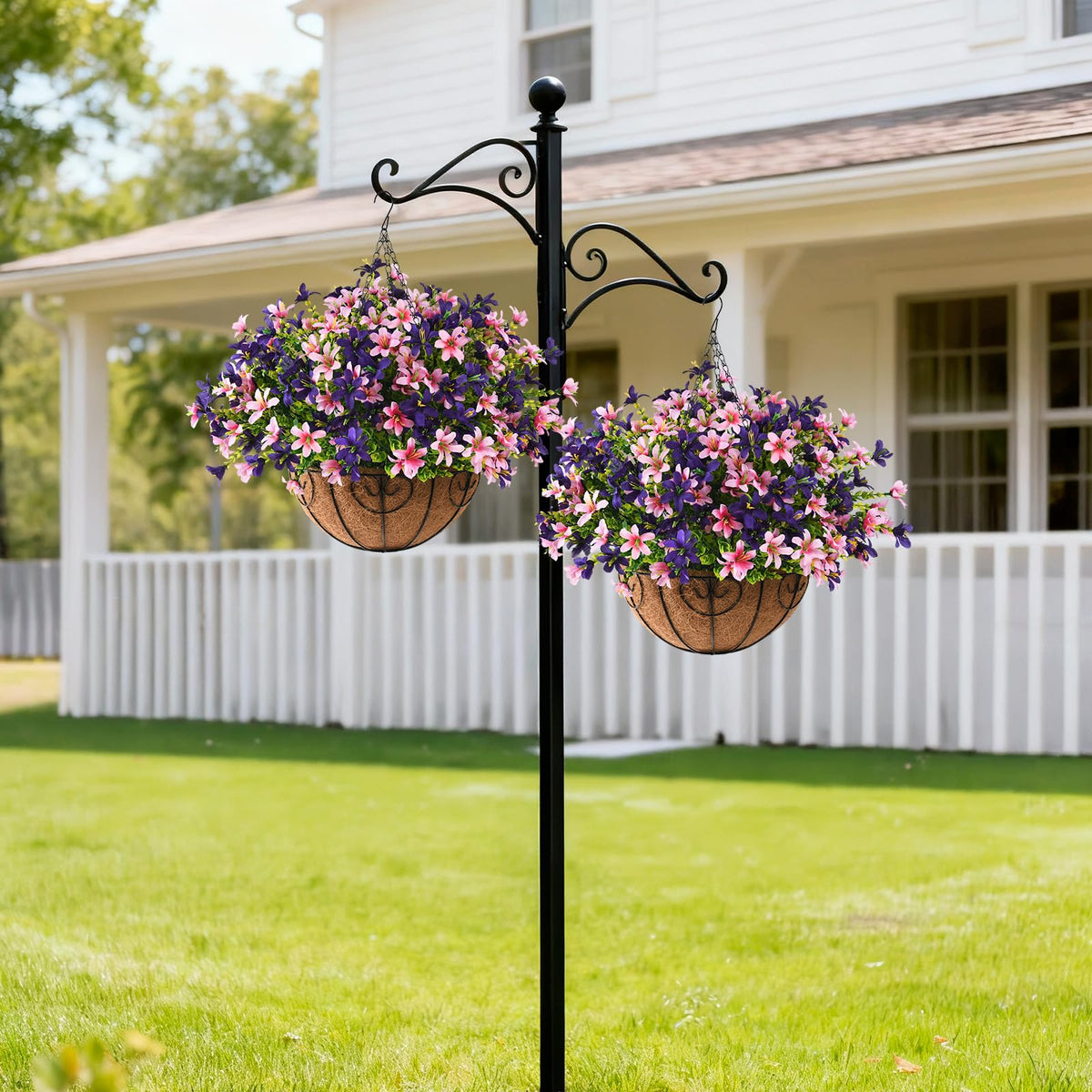 INQCMY outdoor hanging baskets, weatherproof for patios and porches.
