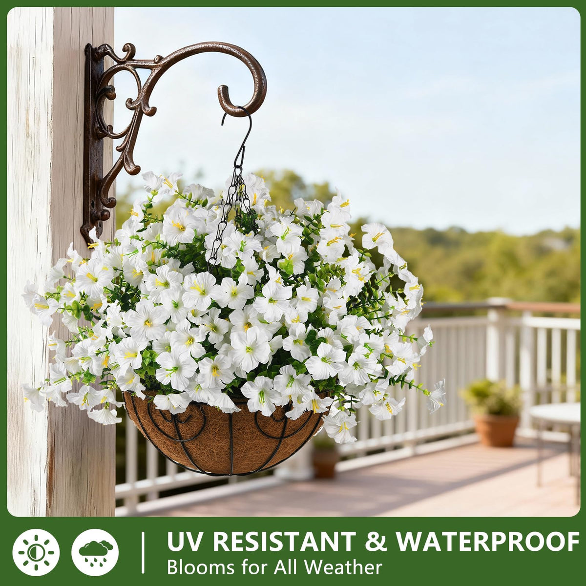 INQCMY outdoor patio planter with petunias for year-round color