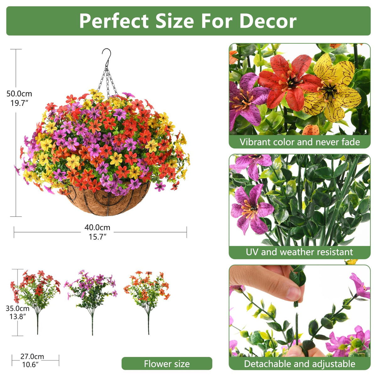 INQCMY outdoor porch decor with UV-resistant hanging flowers