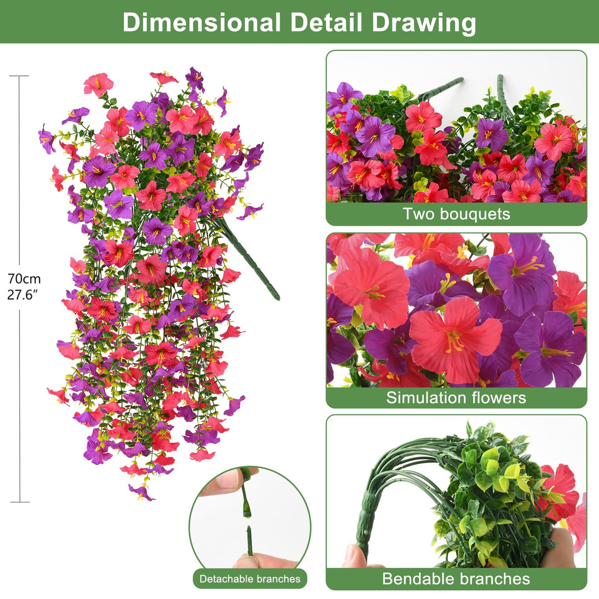 INQCMY outdoor UV-resistant artificial flowers for durable garden decor