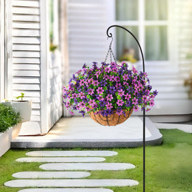 INQCMY porch décor idea with artificial flowers in a basket