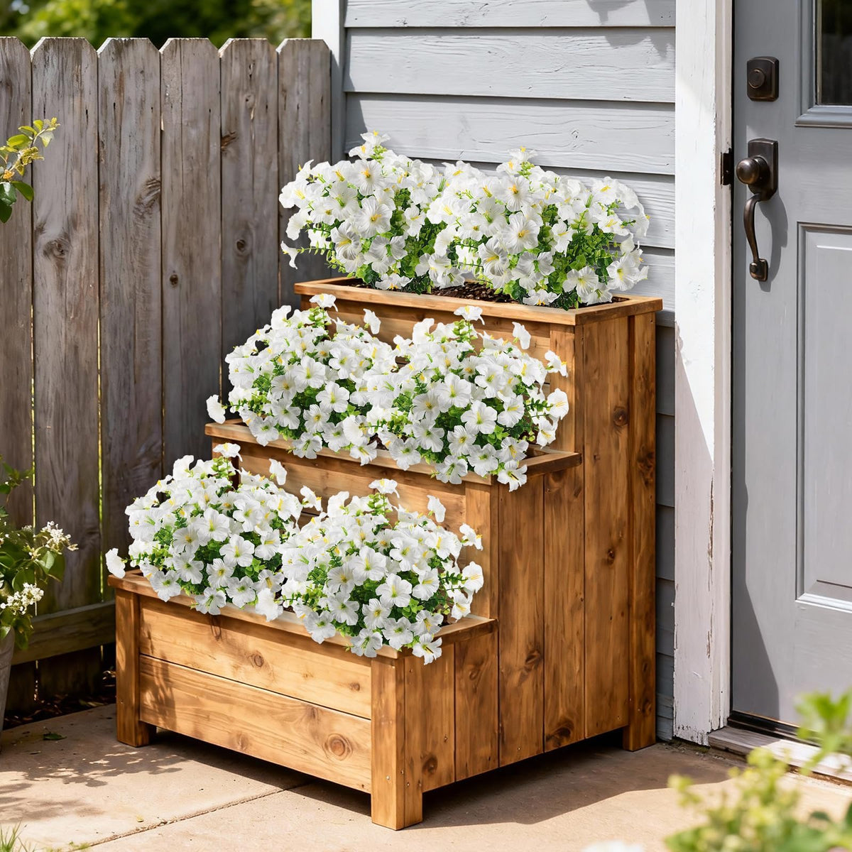 INQCMY porch decor with silk petunias for easy maintenance