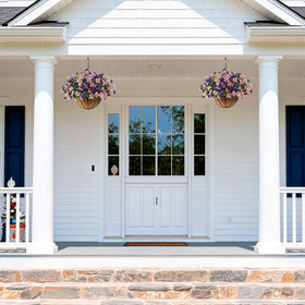 INQCMY silk petals in a hanging basket offer UV-resistant, weather-ready decor.