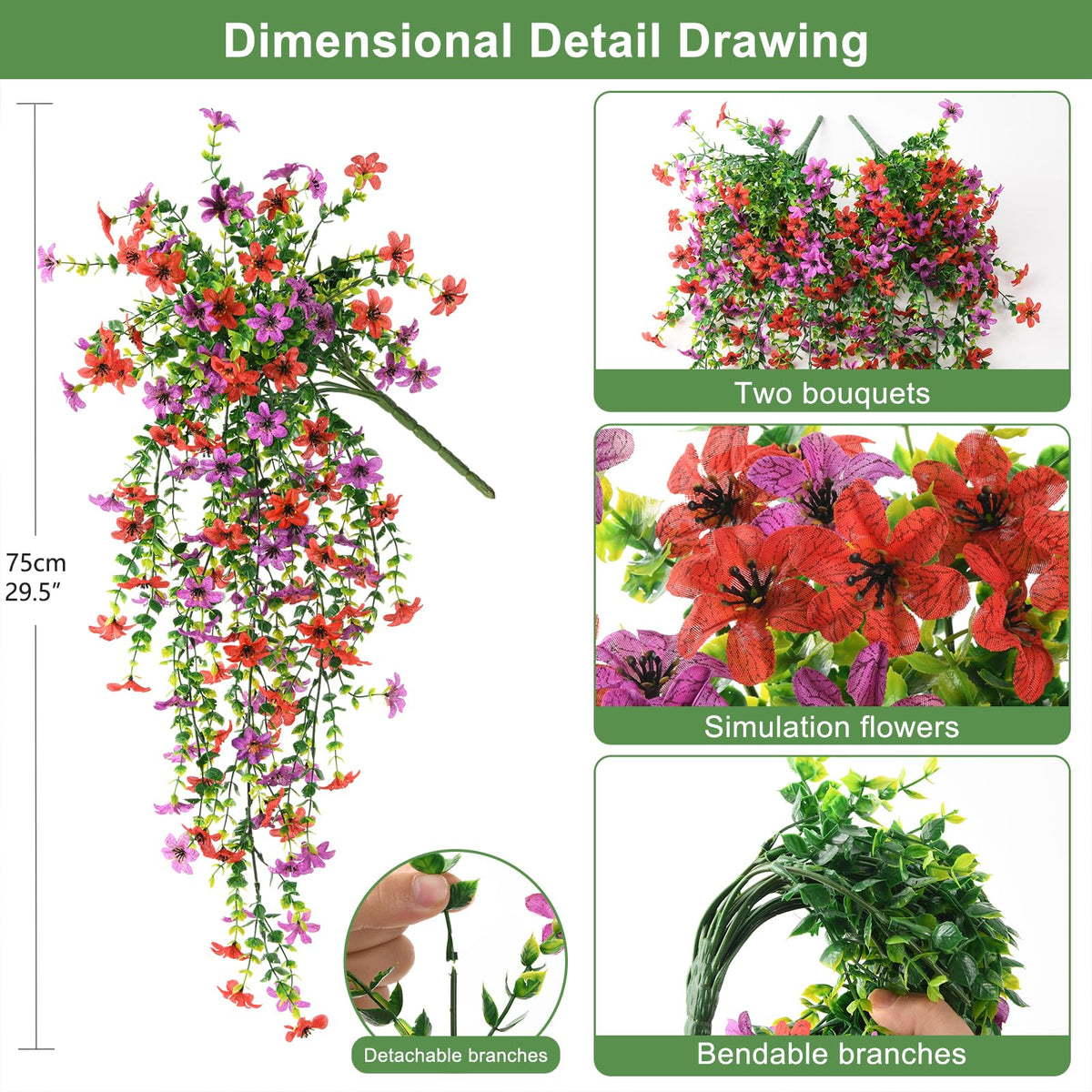 INQCMY silk daisy with eucalyptus for outdoor planters and walls.