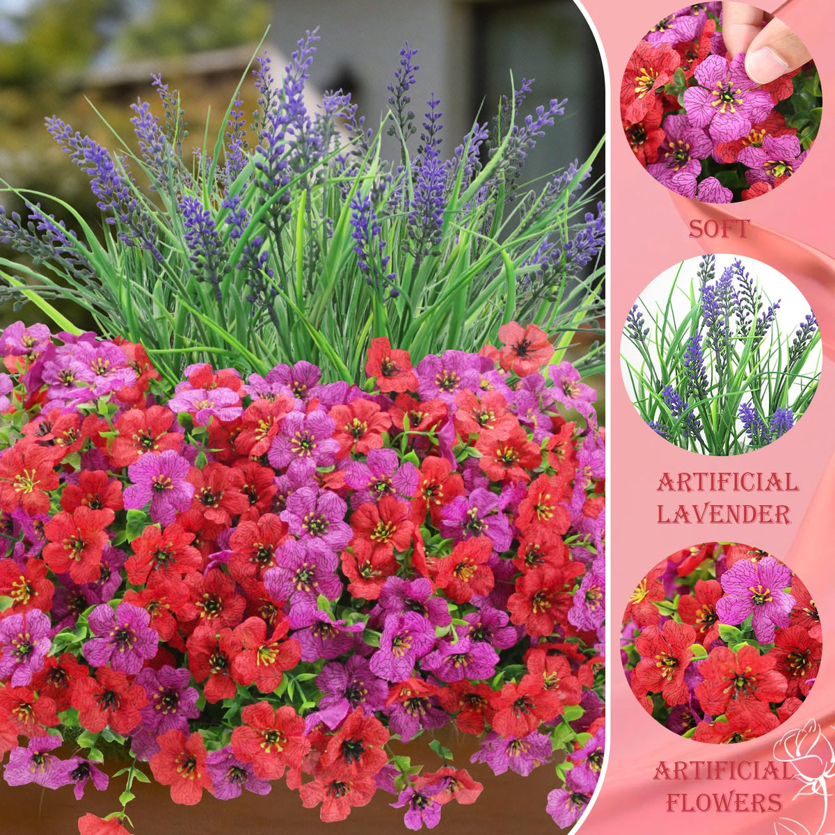 INQCMY silk daisies with lavender accents for outdoor display