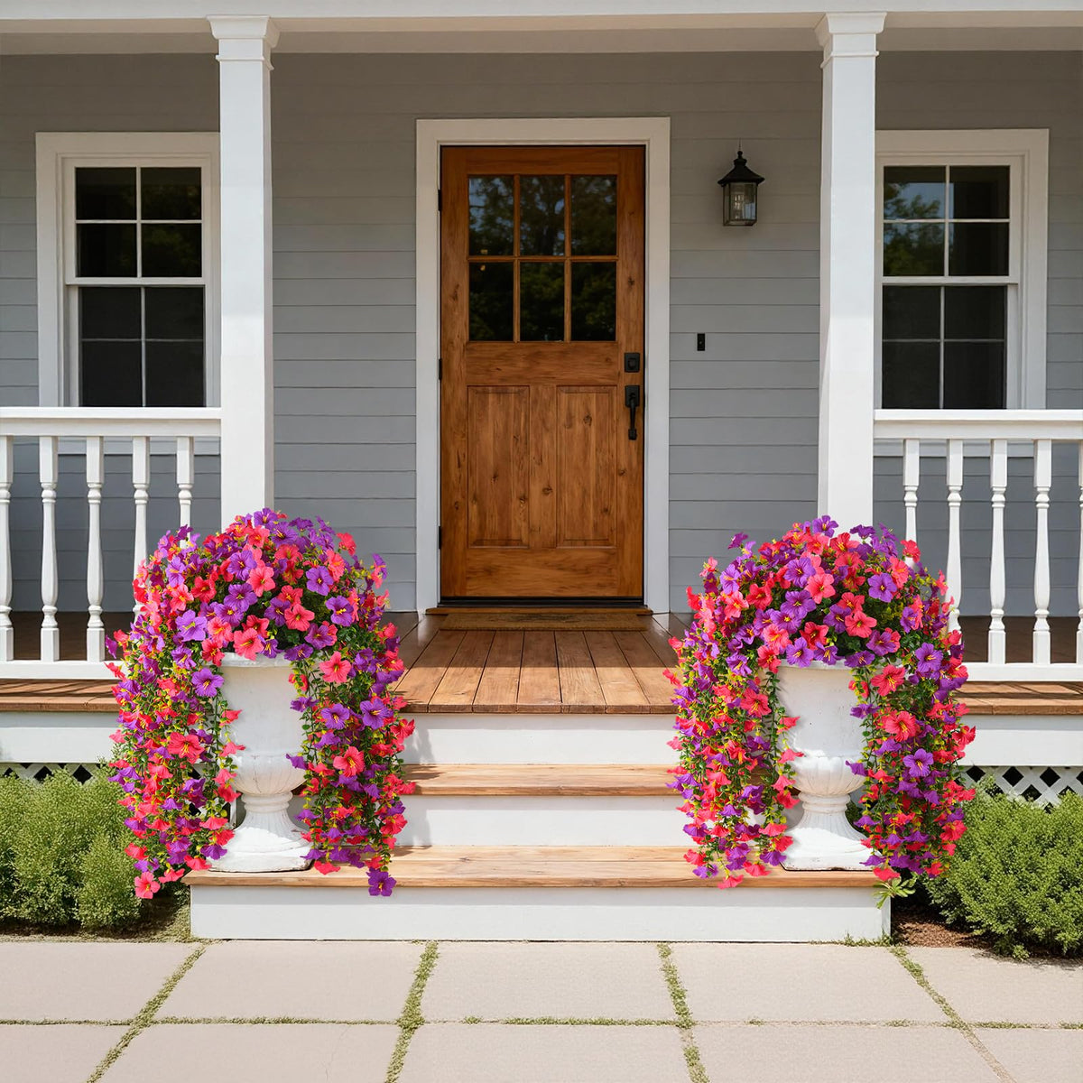 INQCMY silk faux flowers with realistic texture for porch decor
