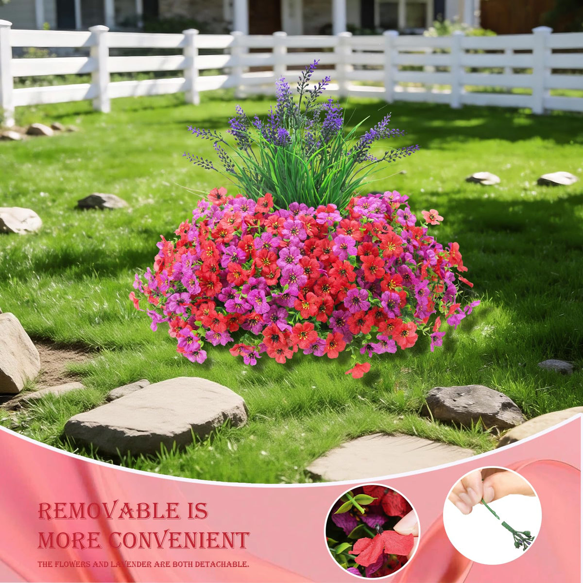 INQCMY UV-resistant artificial flowers stay vibrant on patios