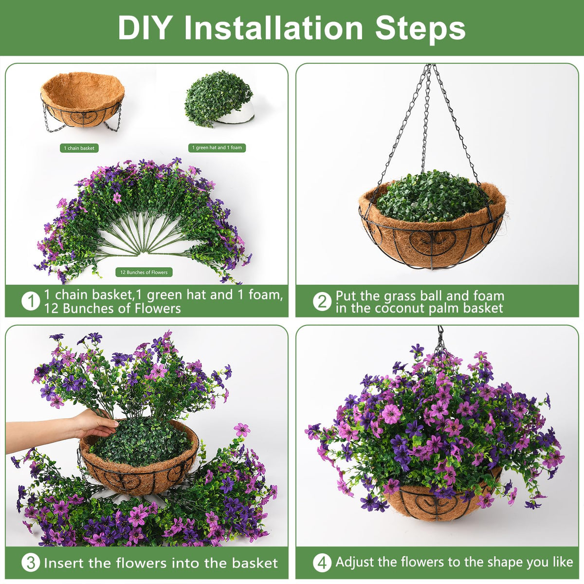 INQCMY UV-resistant outdoor detail of hanging flowers for lasting brightness