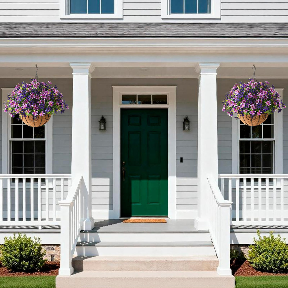 INQCMY UV-resistant hanging baskets showcasing all-weather color retention.