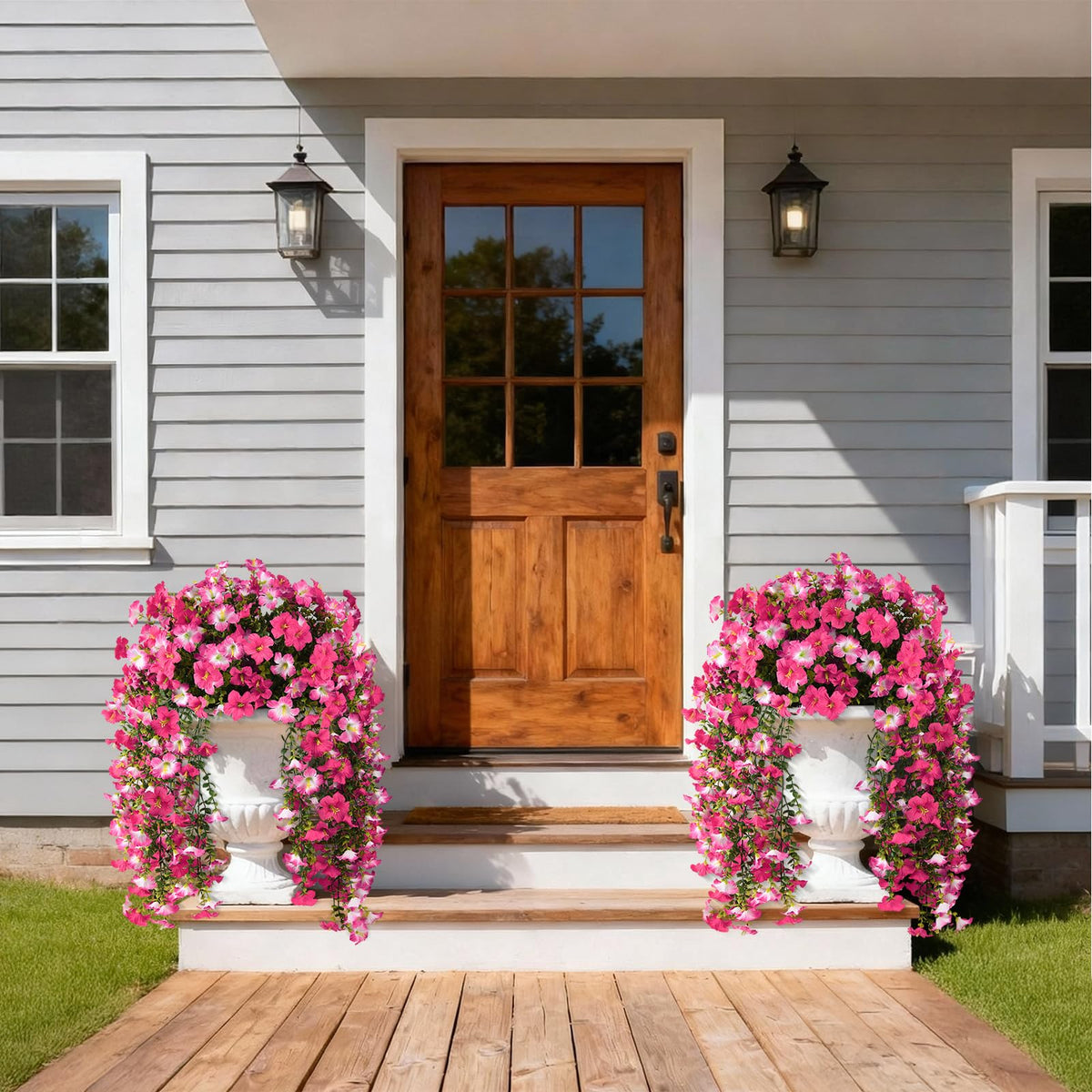 INQCMY UV-resistant outdoor artificial flowers maintain vibrant color.