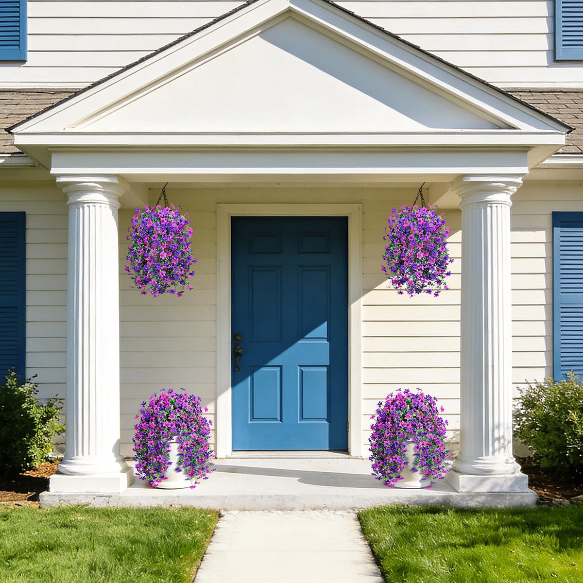 INQCMY violet basket flowers branches add realistic outdoor charm.