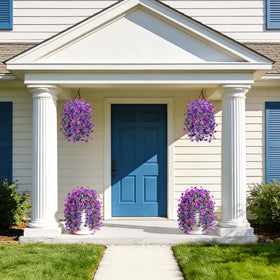 INQCMY violet basket flowers branches add realistic outdoor charm.