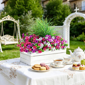 INQCMY waterproof silk flowers stay colorful in all weather conditions.